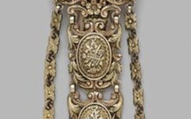 Gilt vermeil chain with four motifs decorated with...