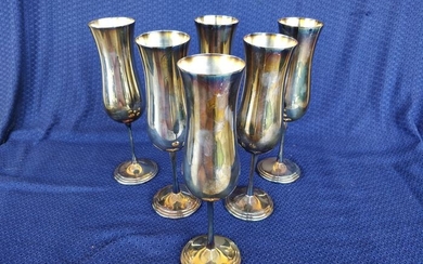 Goblet, Stemware set (6) - .800 silver - Italy - Second half 20th century