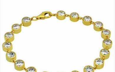 Gold Plated 925 Sterling Silver Tennis Bracelet with Austrian Crystal Accents