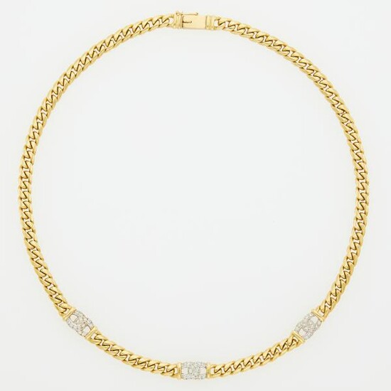 Gold and Diamond Curb Link Necklace