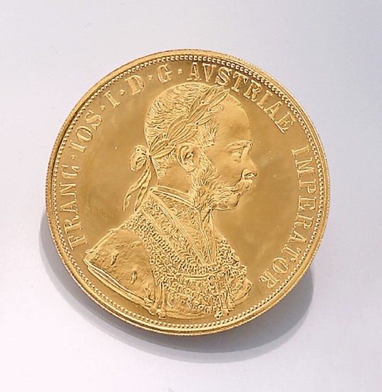 Gold coin, 4 ducats, Austria-Hungary, 1915 ,...