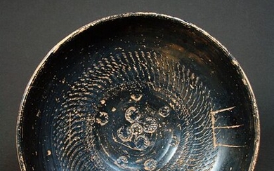 Greek Campanian Ceramic Bowl, Inscribed EI