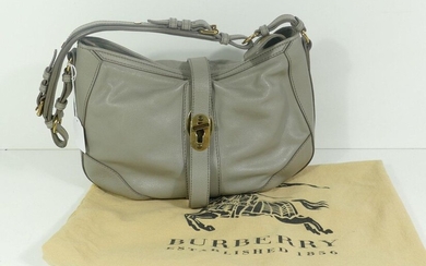 Grey leather Burberry bag with cover, mint condition
