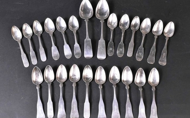 Group American Fiddle Pattern Spoons