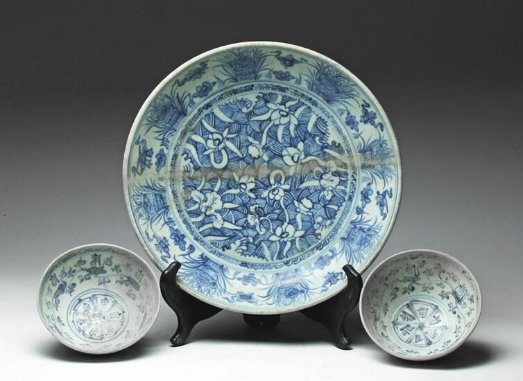 Chinese Ming Dynasty Shipwreck Porcelains (3 pcs)