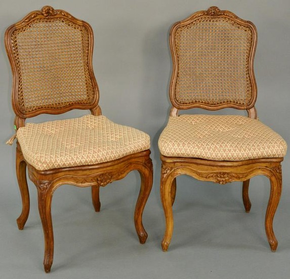 Group of Nine Louis XV Side Chairs, carved beechwood
