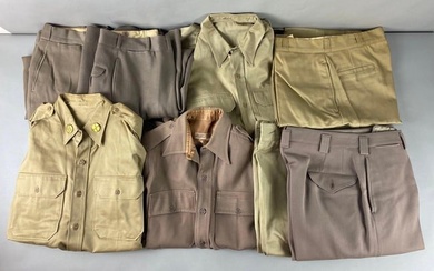 Group of World War 2 - Korean War Era US Army Pants and Khaki Shirts