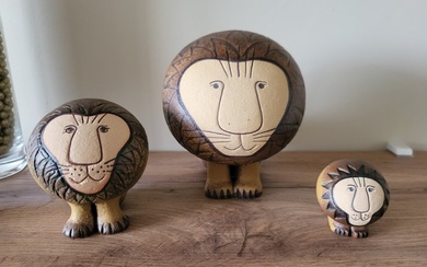 Gustavsberg - Lisa larson - Sculpture, Trois Lion lisa larson série Africa - 15 cm - Stoneware