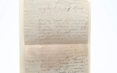 HANDWRITING. MARSHAL JEAN-BABTISTE BERNADOTTE'S (THEN CHARLES XIV JOHAN) LETTER TO GENERAL JEAN BABTISTE KLÉBER IN 1796 ABOUT THE EXPEDITION TO INDIA.