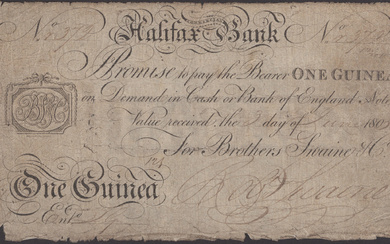 Halifax Commercial Bank, for Brothers Swaine & Co., 1 Guinea, 3 June...