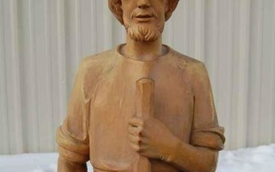 Hand Carved wood statue of "St. Joseph the worker " +