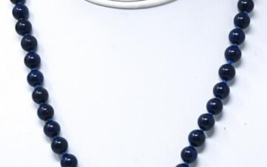 Hand Knotted Lapis Lazuli Necklace w Large Pendant