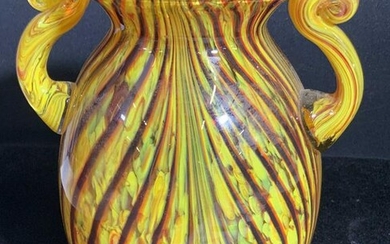 Handmade Swirled Art Glass Table Vase