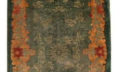 Handmade antique Art Deco Chinese rug 3.11' x 6' (