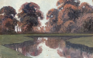 Harald GALLÉN (1880-1931) L'étang Huile sur toile Signée et datée 1910 en bas à gauche...