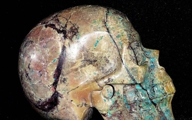 Healing Crystal Skull Carved in Turquoise - 128×98×81 mm - 1325 g