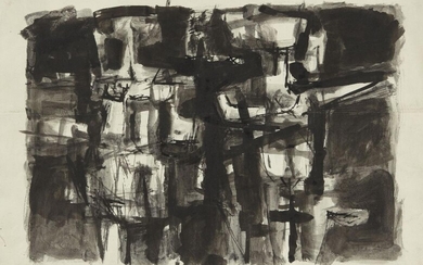 Henry Cliffe, British 1919-1983- Abstract Composition in black; pen, ink...