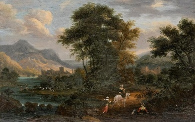 Herman van Swanevelt (Attrib) Small Landscape Oil on Panel Painting