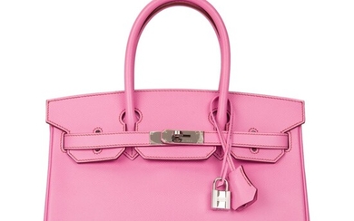 Hermès 5P Bubblegum Pink Birkin 30cm of Epsom Leather with Palladium Hardware