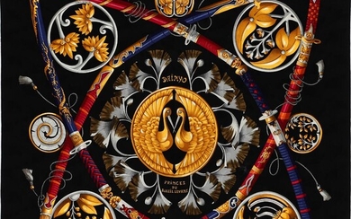 Hermès A silk scarf with motive “Daimyo - Princes Du Soleil Levant”...