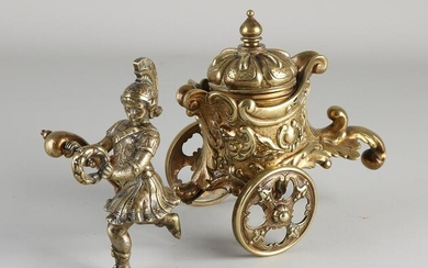 Historicism bronze inkstand in the shape of a Roman