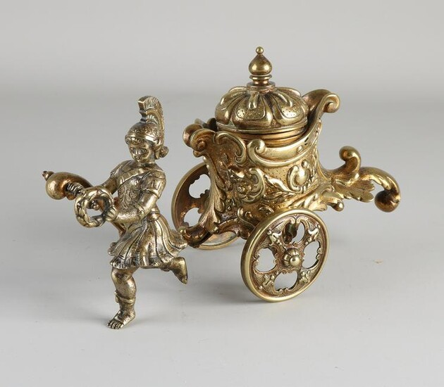 Historicism bronze inkstand in the shape of a Roman