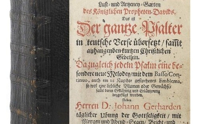 Hohberg, Wolf Helmhardt of the Pleasure and Artzeney Garden of the Royal Prophet David. This is the entire Psalter translated into German verses, with an attached short Christian prayer... Beside Mr. D. Johann Gerharden's daily exercise of godliness...