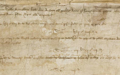 Huntingdonshire.- Court Roll relating to Huntingdon, manuscript in Latin, on vellum, 2 membranes, 1413; sold subject to the Manorial Documents Rules, this item may not be removed from England & Wales.