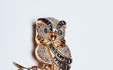 IMPERIAL OWL BROOCH 1950s Handcrafted brooch made in Italy in...