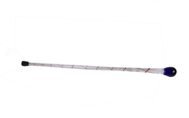 INTERNALLY DECORATED COLORLESS GLASS WALKING STICK