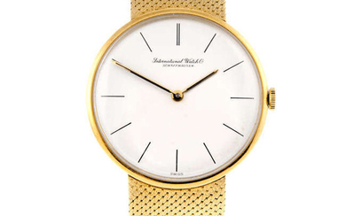 IWC - a gentleman's 18ct yellow gold bracelet watch.