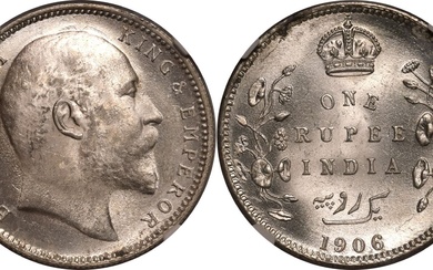 India: British Edward VII 1906 Silver 1 Rupee NGC MS 64