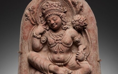 Indus Valley Terracotta A RARE AND HIGH SIZE RELIEF DEPICTING PADMAPANI, GUPTA PERIOD - 49×8.5×41 cm - (1)