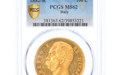 Italy, Umberto I, 100 Lire, 1882, Rome, Gold, PCGS, MS62,...