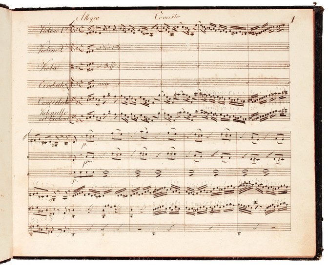 J. S. Bach. Manuscript full score of the Concerto in D minor for Cembalo, BWV 1052, first half of the C19th?