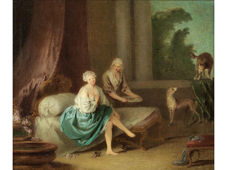 Jean-Baptiste François Pater, 1695 Valenciennes – 1736 Paris, zug., UNE DAME DANS SA CHAMBRE À COUCHER