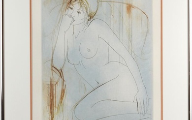 Jean-Baptiste VALADIÉ (né en 1933). Femme songeuse. Lithographie signée en bas à droite au graphite...