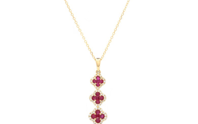 Jewellery Pendant/Chain PENDANT/CHAIN, 18K gold, 15 rubies approx. 0,54 ct...