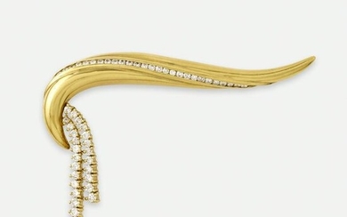 Jose Hess, Modernist diamond and gold brooch