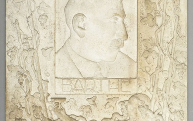 Joseph Gazan (1891-1985) Maquette du monument en l'hommage du vigneron Barthe Bas-relief en plâtre Signé...