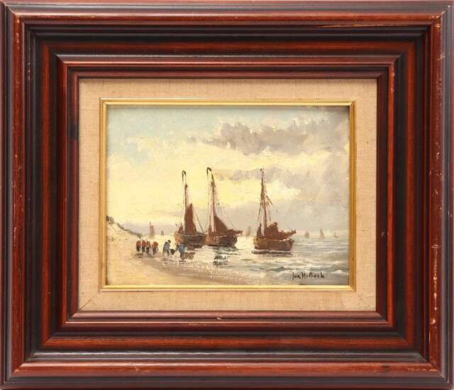 Juriaen Marinus van Beek (1879-1965), Botters off the coast of Scheveningen bringing...