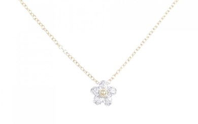 K18WG K18YG Flower Diamond Necklace 0.07CT
