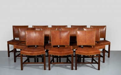 Kaare KLINT 1888 - 1954 Suite de douze chaises mod. 4751 dites « Barcelona » ou « Red Chair » - Création 1927