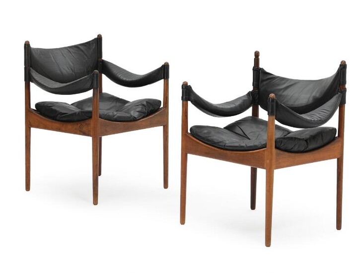 SOLD. Kristian S. Vedel: "Modus". A pair of rosewood armchairs with black leather. Manufactured by Søren Willadsen. (2) – Bruun Rasmussen Auctioneers of Fine Art