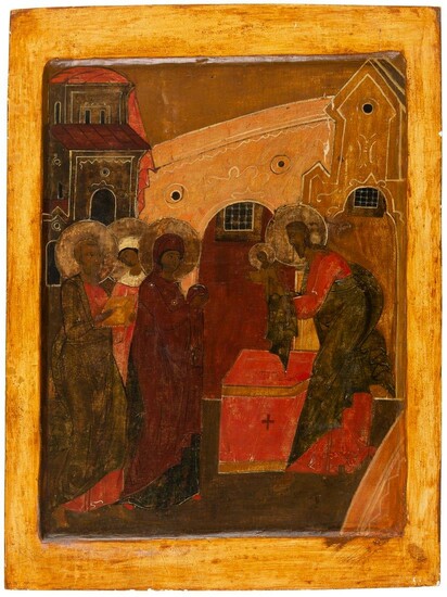 LARGE RUSSIAN ICON SHOWING THE PRESENTATION OF CHRIST INTO THE TEMPLE