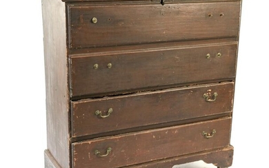 LATE 18TH C NEW ENGLAND FALSE DRAWER BLANKET CHEST