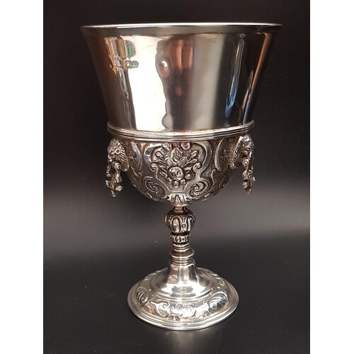 LATE VICTORIAN/EDWARDIAN SILVER GOBLET the lower half of the...