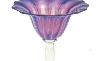 LIBBEY "MORNING GLORY" COMPOTE C 1930 H 7" DIA 7"