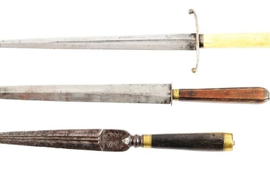 LOT OF 3: 18TH CENTURY DIRKS OR DAGGERS.