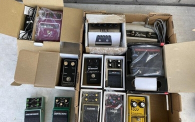 LOT OF EFFECTS PEDALS AND SPEAKERS, UNTESTED, INCLUDES